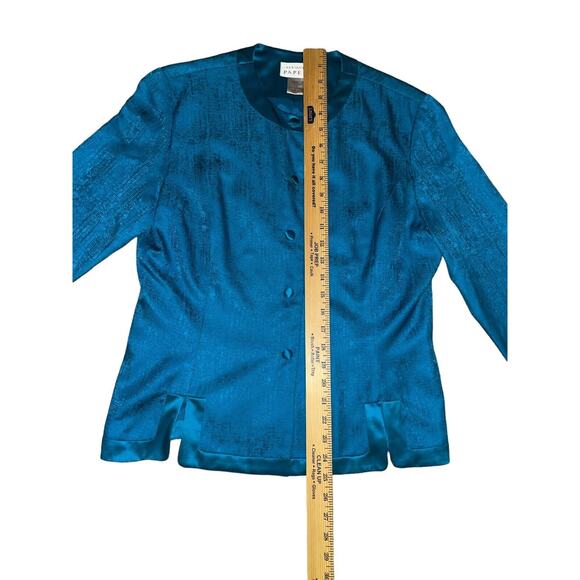 Adrianna Papell Vintage Royal Turquoise Blue 100% Silk Blouse Size 6 Top Shirt - Picture 3 of 6